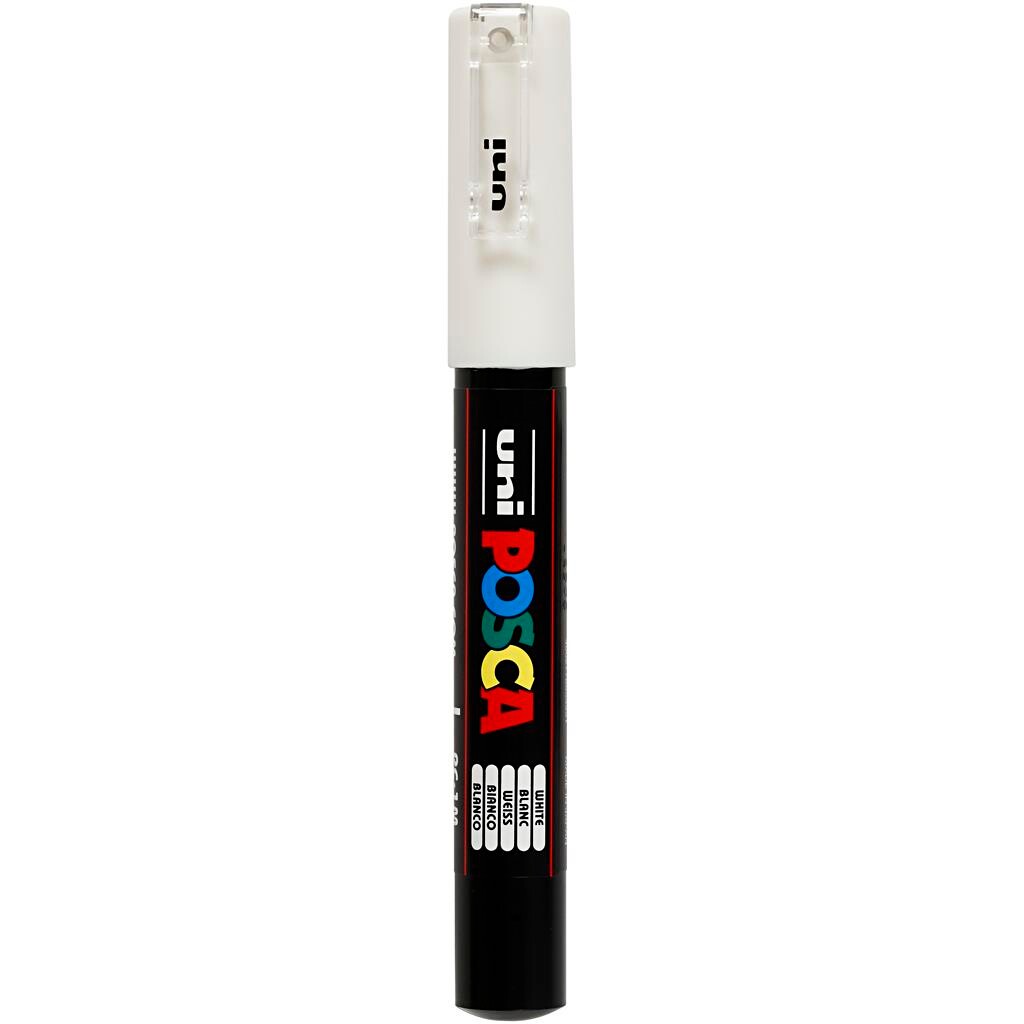Posca tusser, stregtykkelse: 0,7 mm, PC-1M , white, extra-fine, 1stk.