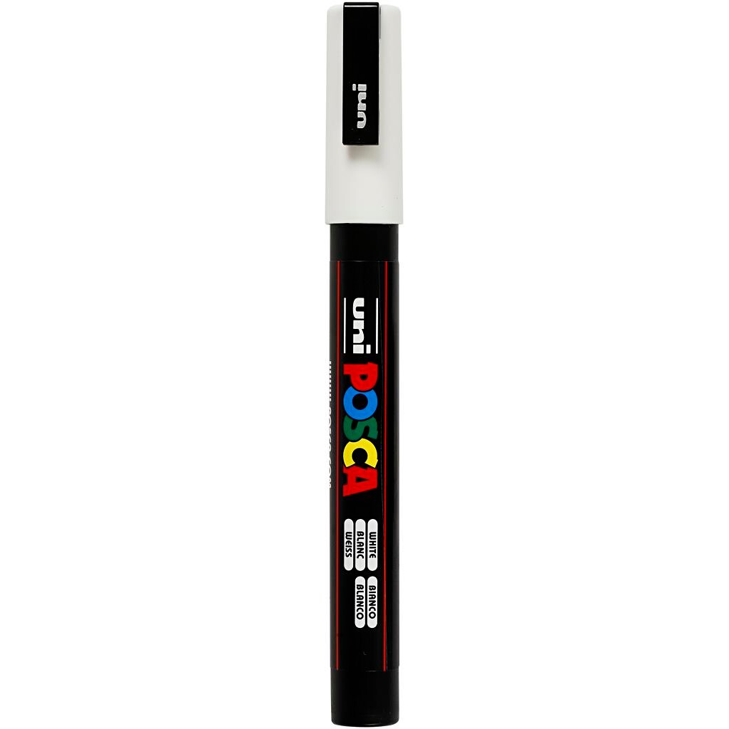 Posca tusser, stregtykkelse: 0,9-1,3 mm, PC-3M , white, fine, 1stk.