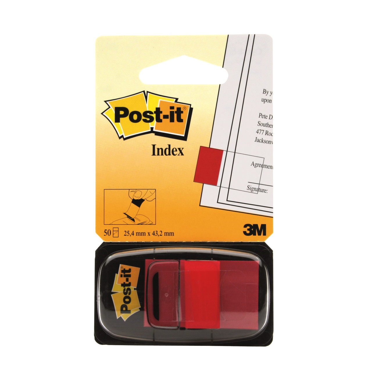 Index faner Post-it 680-1 Røde 25,4x43,2mm - 50 stk
