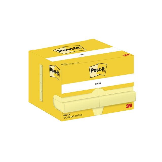 Post-it blok 100% PEFC Canarygul 76x51mm 12stk