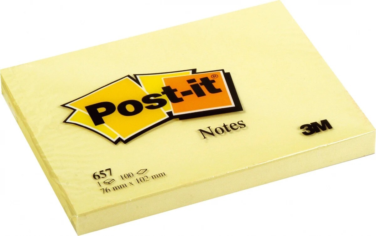 Post-it blok Canarygul 76x102mm 12blk/pak