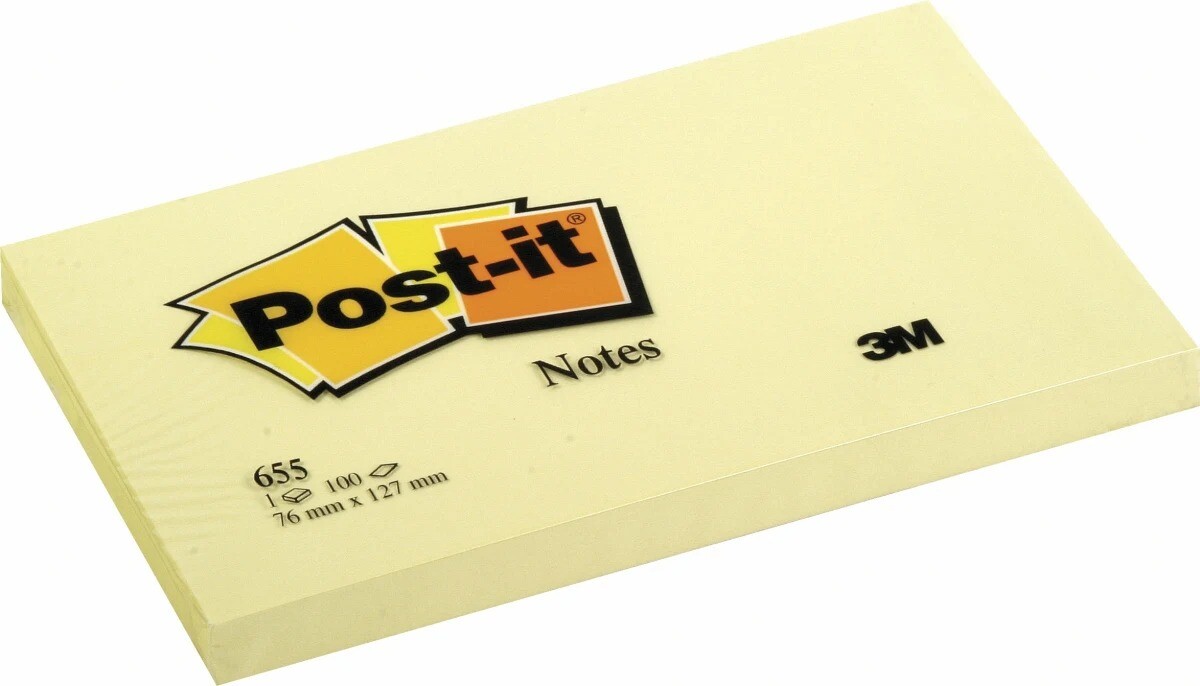 Post-it blok Canarygul 76x127mm 12blk/pak