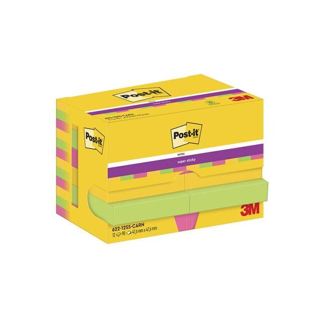 Post-it blok Super Sticky Carnival 47,6x47,6mm 12 stk