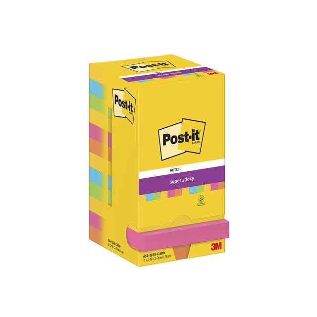 Post-it blok Super Sticky Carnival 76x76mm 12 stk