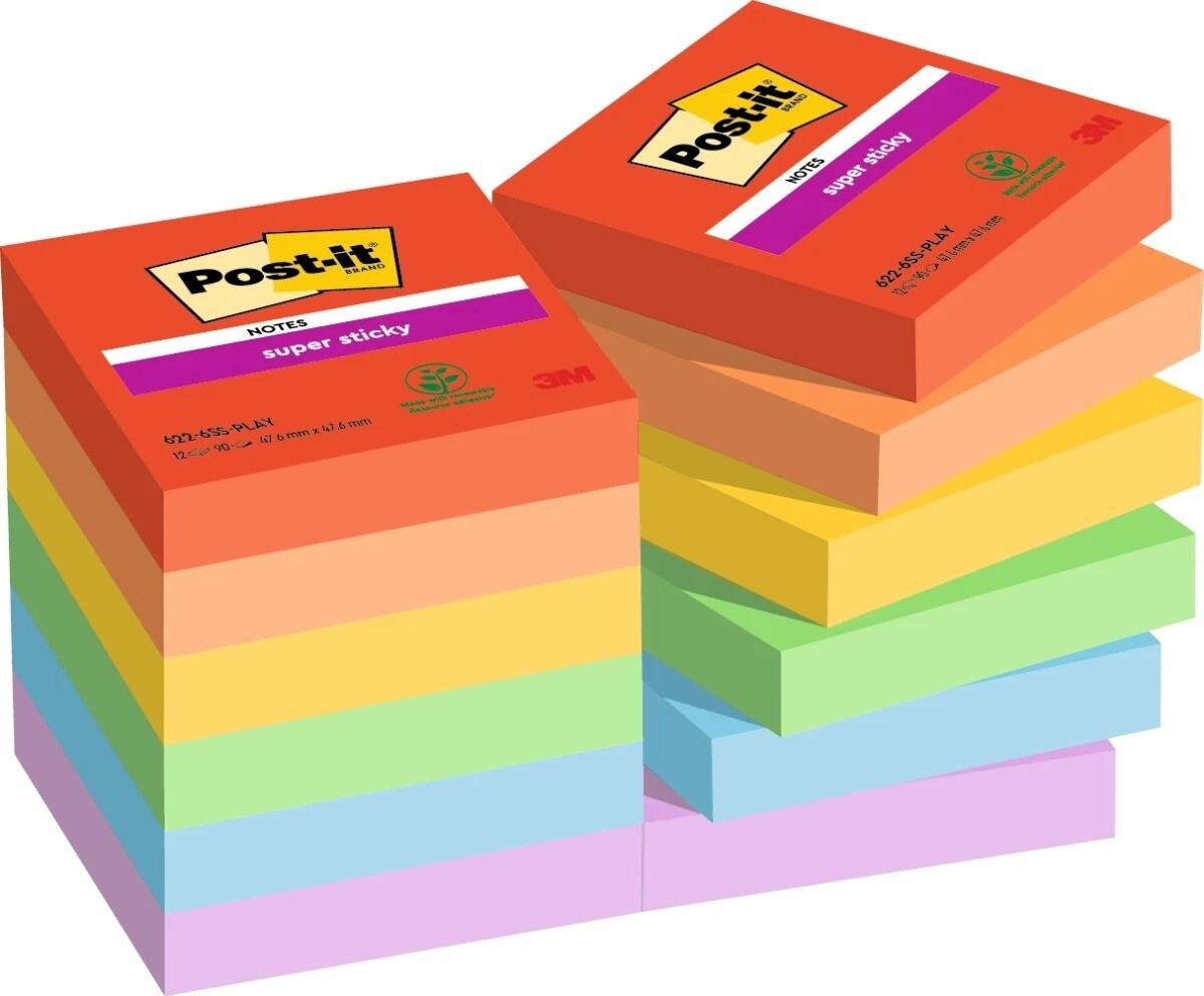Post-it blok Super Sticky Playful 47,6x47,6mm 12blk