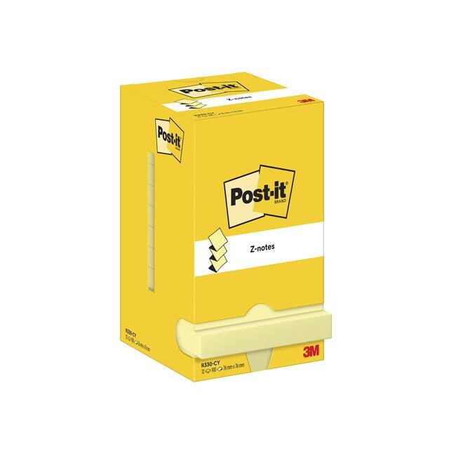 Post-it blok Z-Notes R330 Canarygul 76x76mm 12 stk