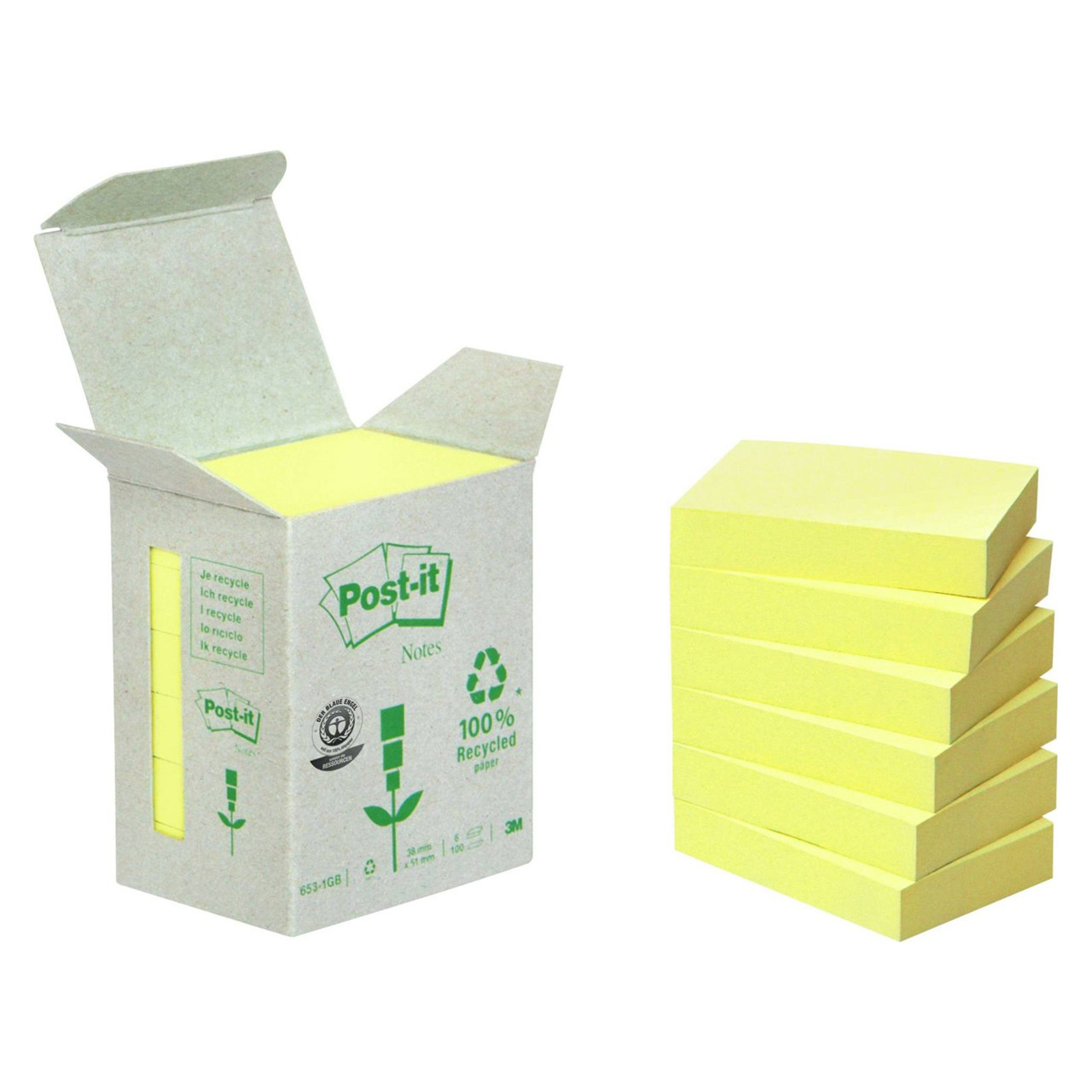 Post-it Notes 38 x 51 mm - Gul - 6 blokke