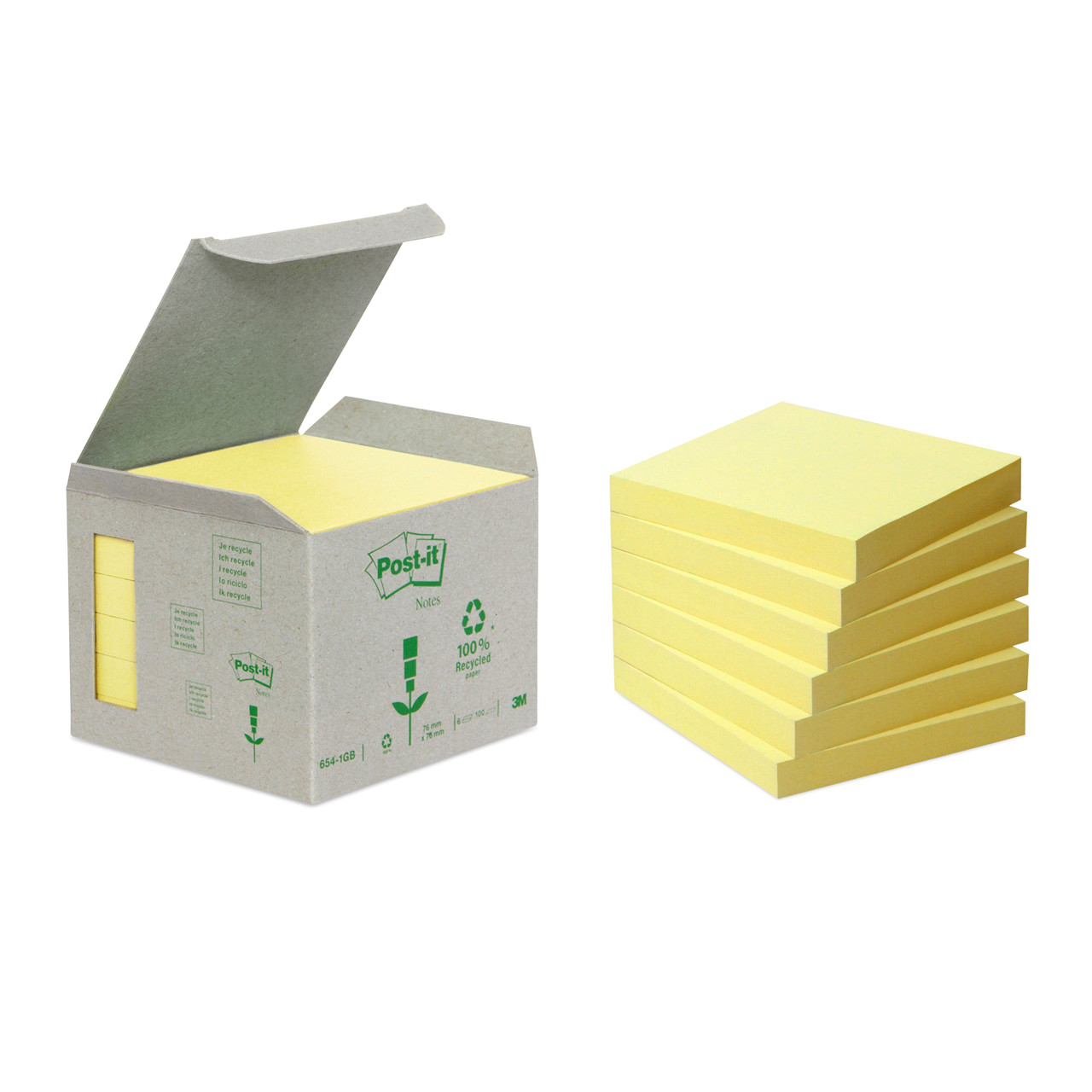 Post-it notes Miljø 76x76mm gul 6blk