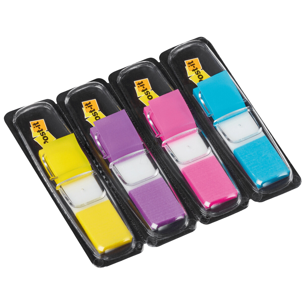Post-it smalle index i plastdispenser ass. farver 4x35stk pr pak