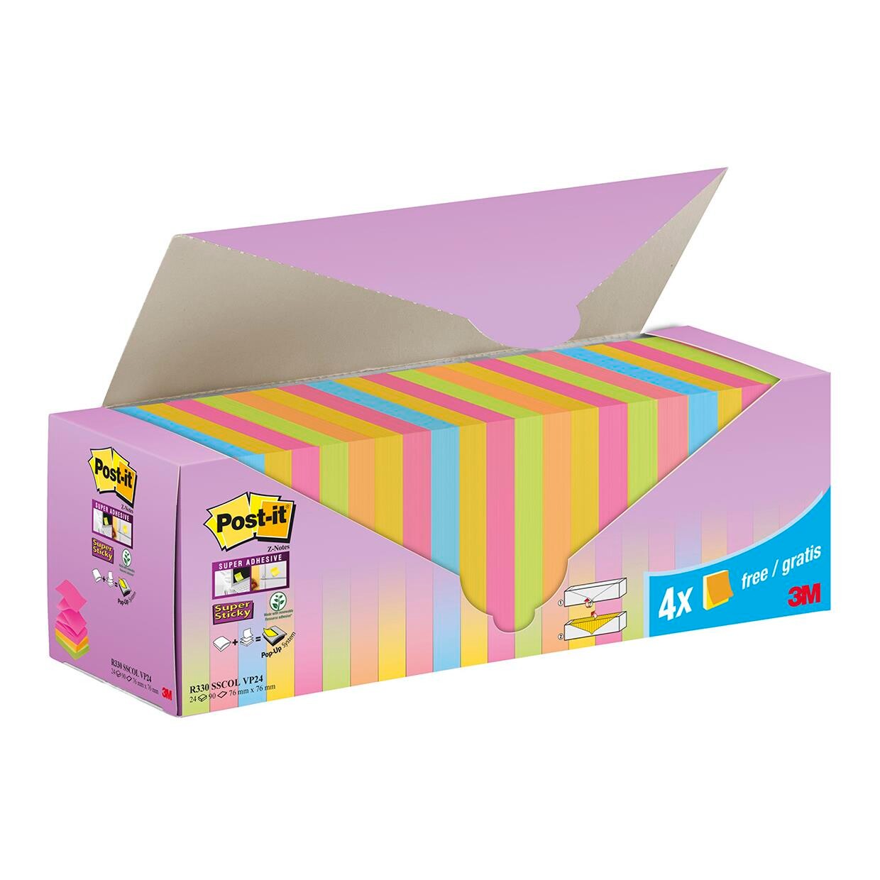 Post its Super Sticky Z-Notes 76x76mm - 24 blokke