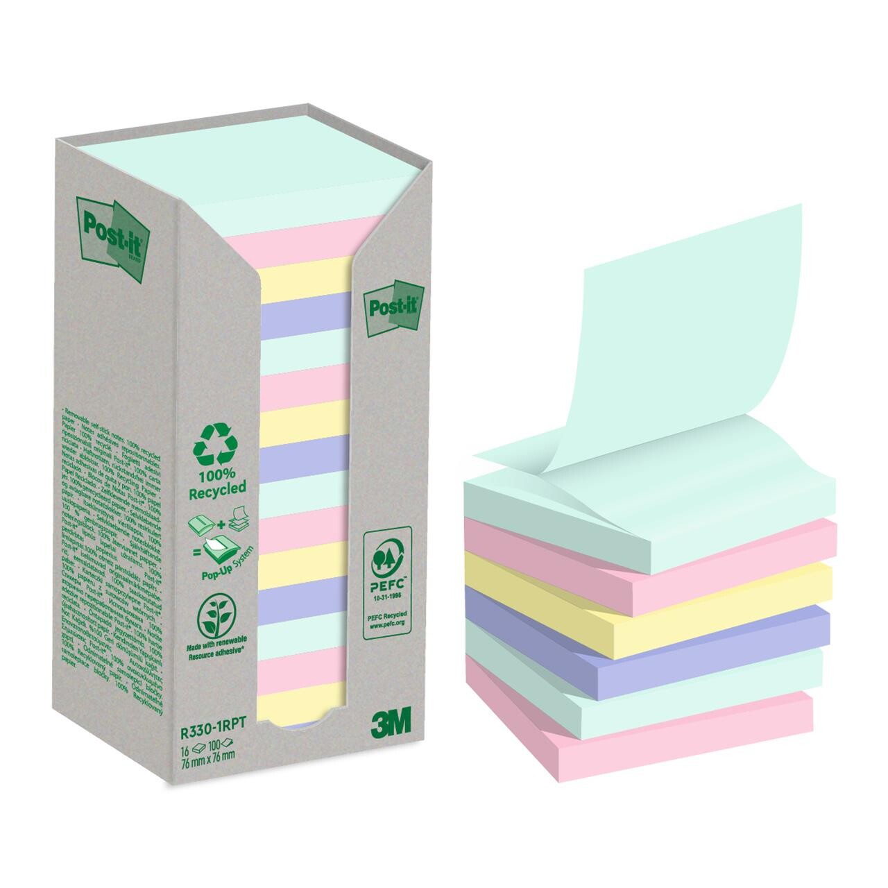 Post-it z-notes Recycled 76x76mm 16stk