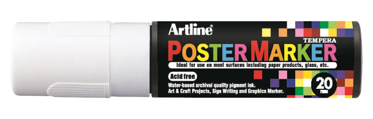 6 stk. Poster Marker Artline 20 hvid - Køb minimum 6 stk.
