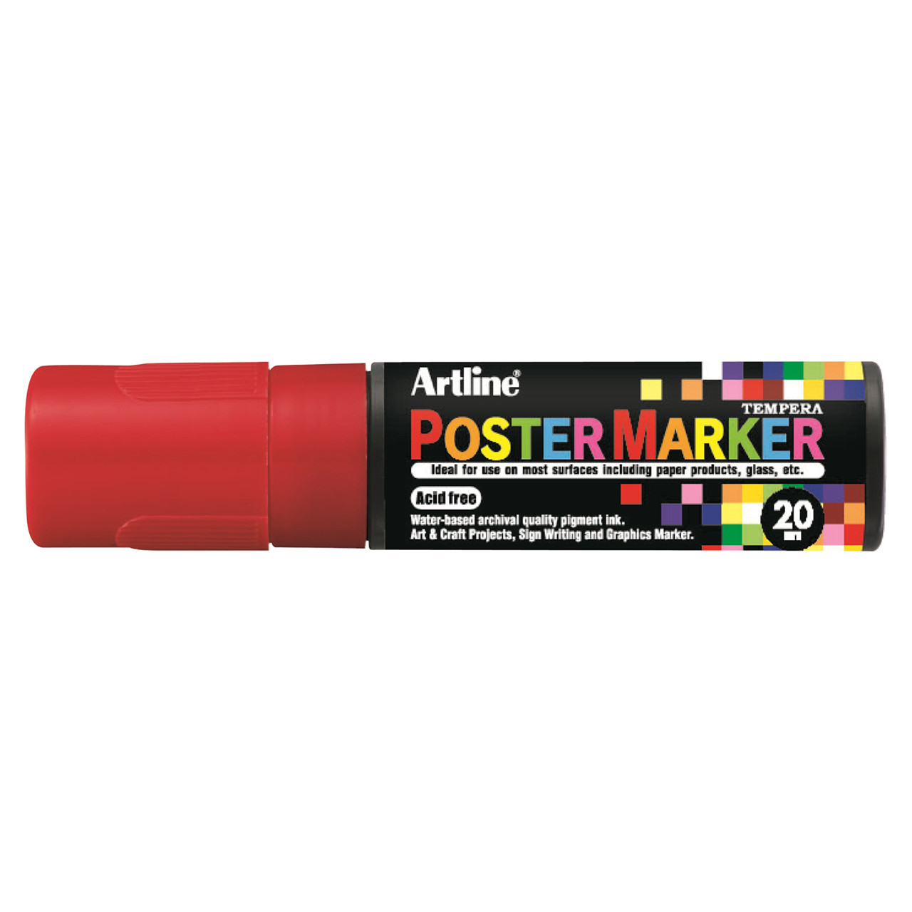 6 stk. Poster Marker Artline 20 rød