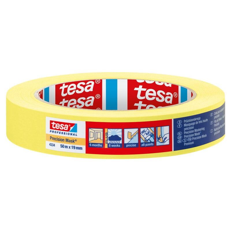 Afdækningstape tesa 4334 gul 19mmx50m - 8 stk