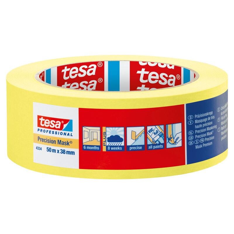 Afdækningstape tesa 4334 gul 38mmx50m - 4 stk
