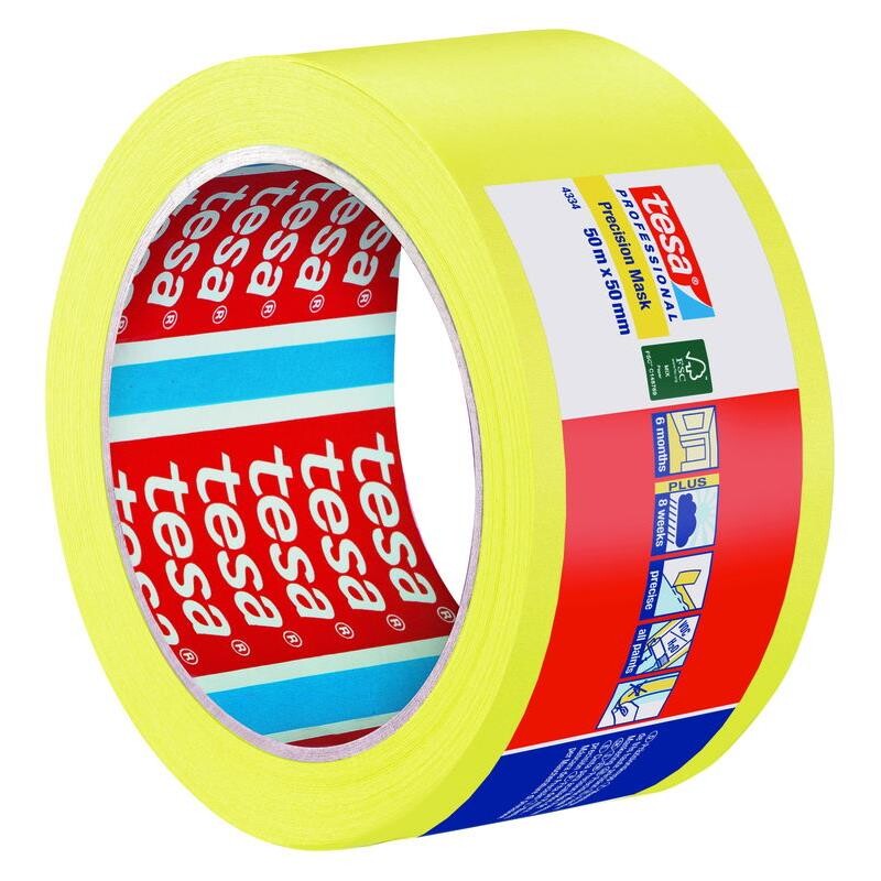 Afdækningstape tesa 4334 gul 50mmx50m - 3 stk