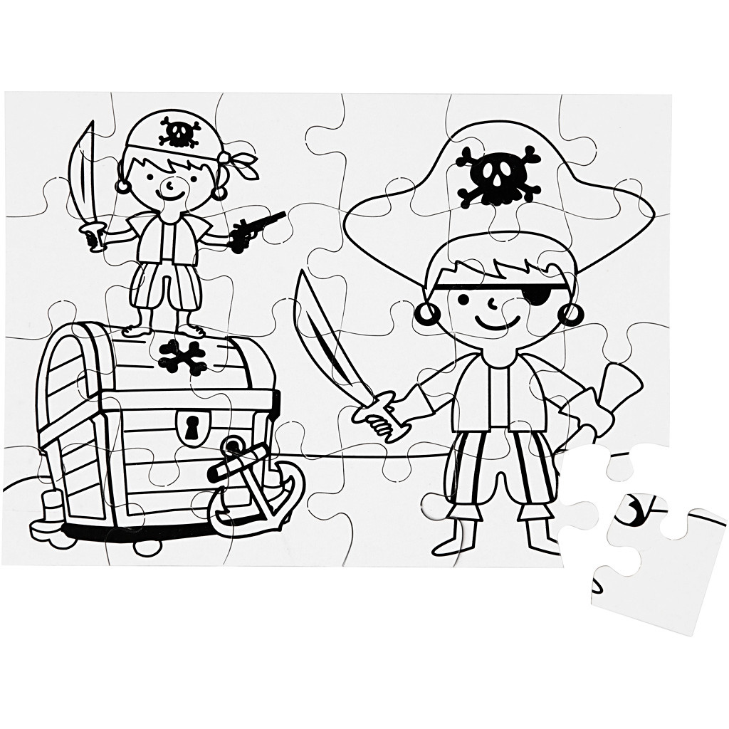 Puslespil pirater A5 15 x 21 cm hvid | 16 stk.