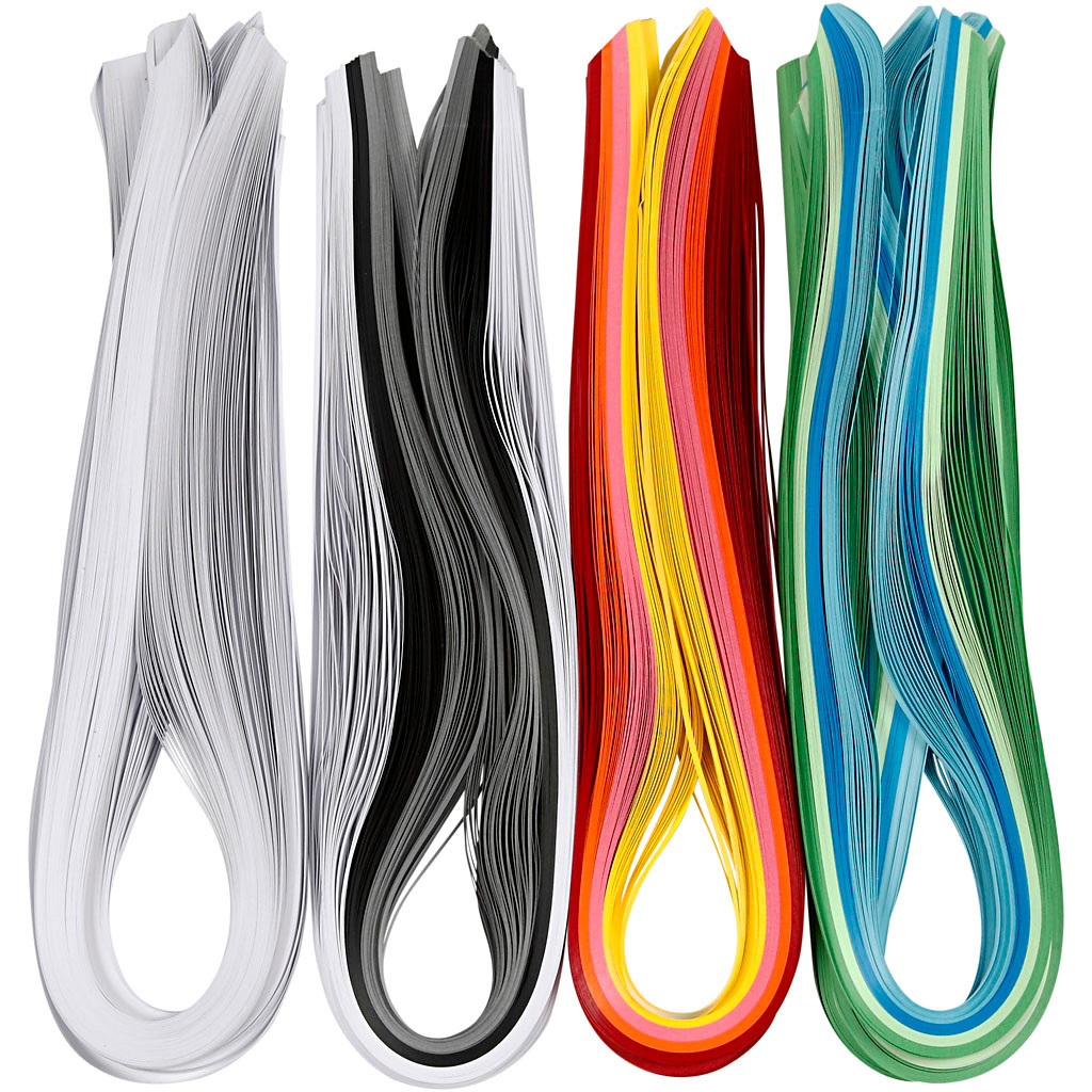 Quilling papir Bredde 5 mm længde 78 cm assorteret 120 gram | 1200 stk
