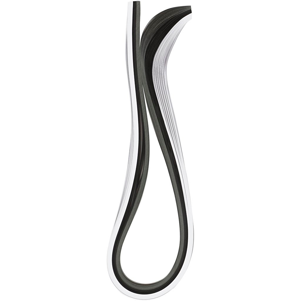 Quillingpapir bredde 5 mm længde 78 cm grå hvid sort 120 gram | 100 stk.