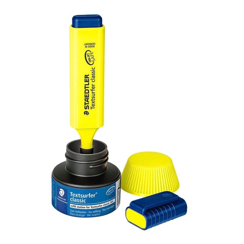Refill - STAEDTLER Textsurfer Classic 364 - Gul - 30 ml - 4 stk