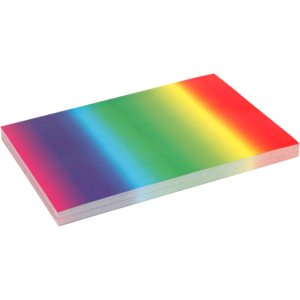 Karton - Regnbuefarvet - A4 210 x 297 mm - 180 g - 100 ark