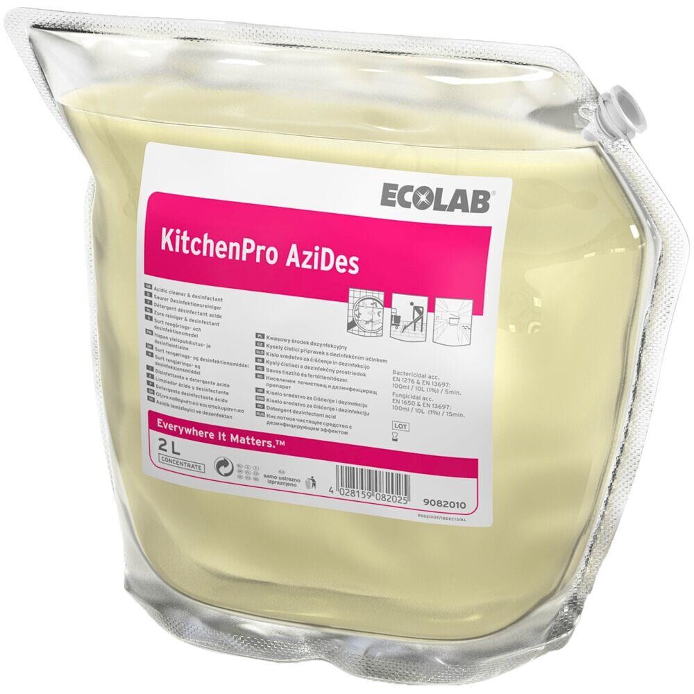 Rengørings- og desinfektionsmiddel - Ecolab KitchenPro Azides 2L - Uden klor, farve og parfume