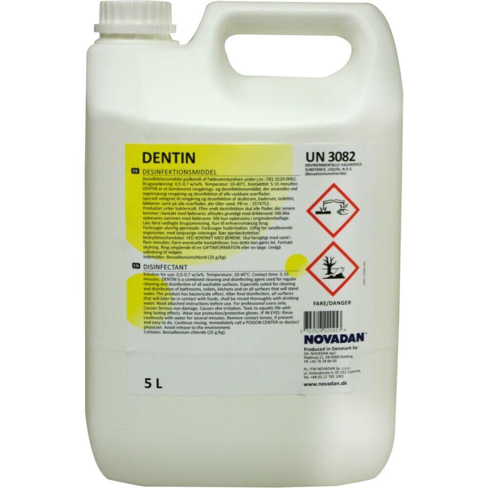 Rengørings- og desinfektionsmiddel - Novadan Dentin 5L - Uden farve og parfume - 3 stk
