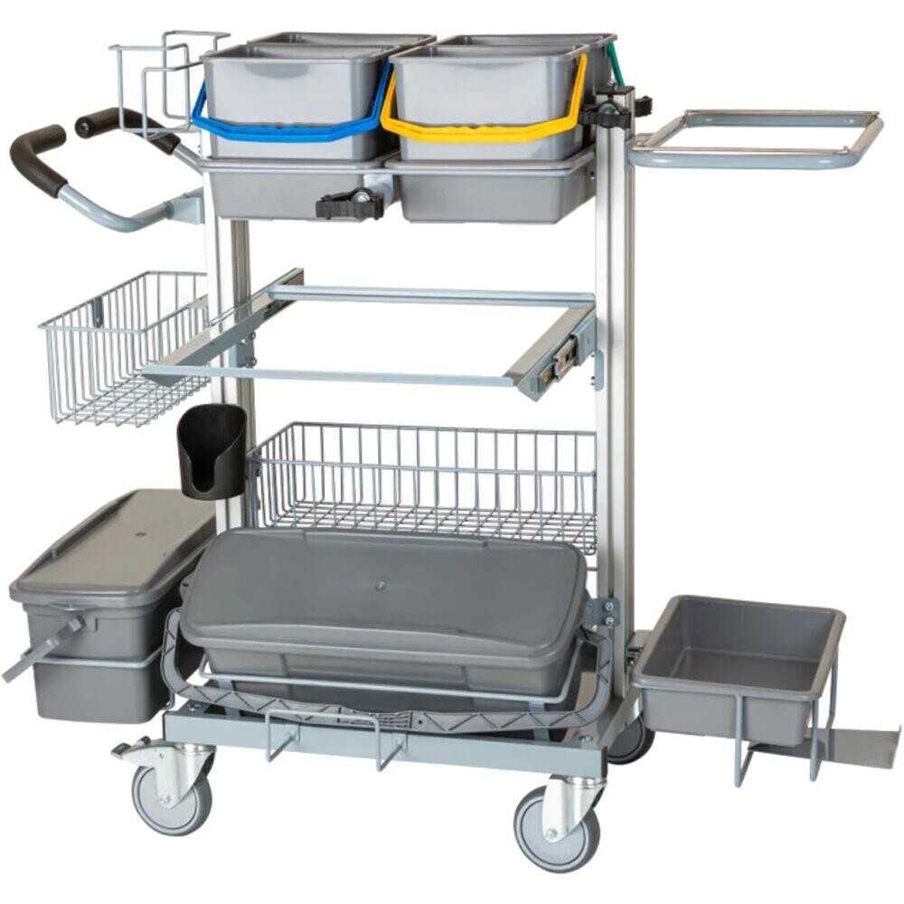 Rengøringsvogn - Tina Trolleys Exclusive - 1230 x 730 x 1125 mm - Til fugtsystem - Med tilbehør