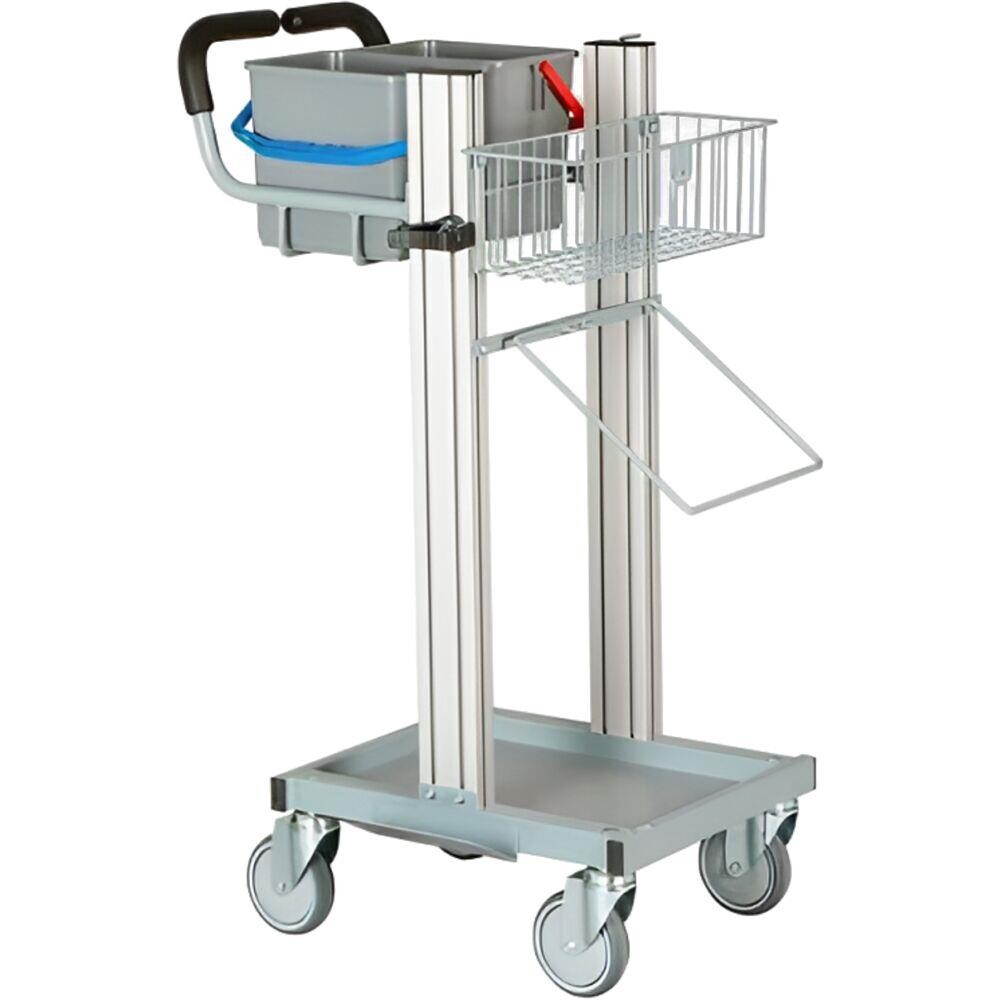 Rengøringsvogn Tina Trolleys Exclusive sølv aluminium stål til mikrofibersystem med tilbehør