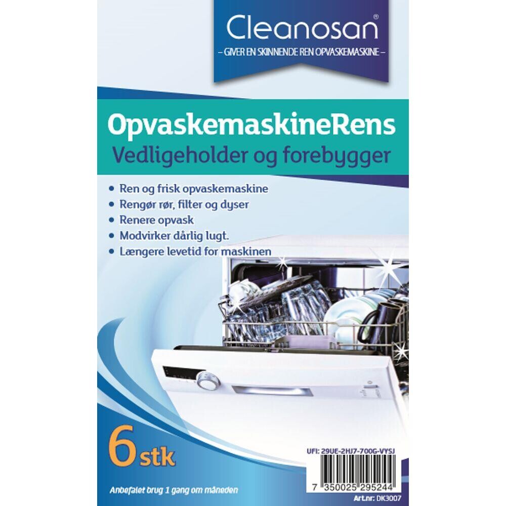 Maskinafkalker - Cleanosan til opvaskemaskine - Med farve og parfume - 6 stk