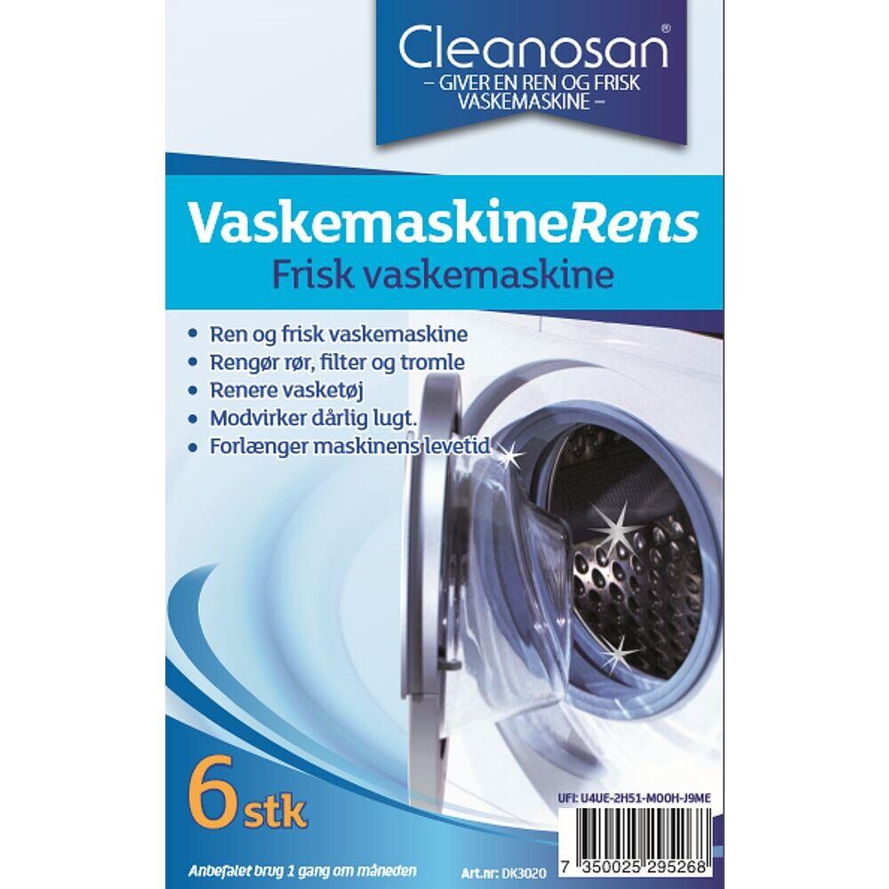 Maskinafkalker - Cleanosan til vaskemaskine - Med farve og parfume - 6 stk