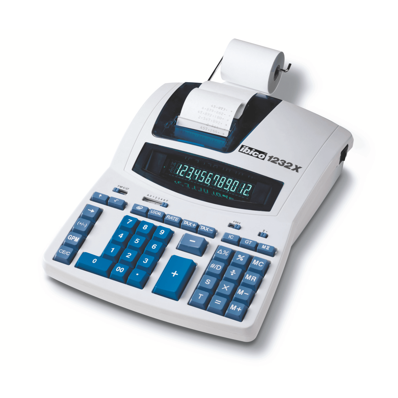 Bordlommeregner med strimmel - Rexel Ibico Professional 1232X Strimmelregner