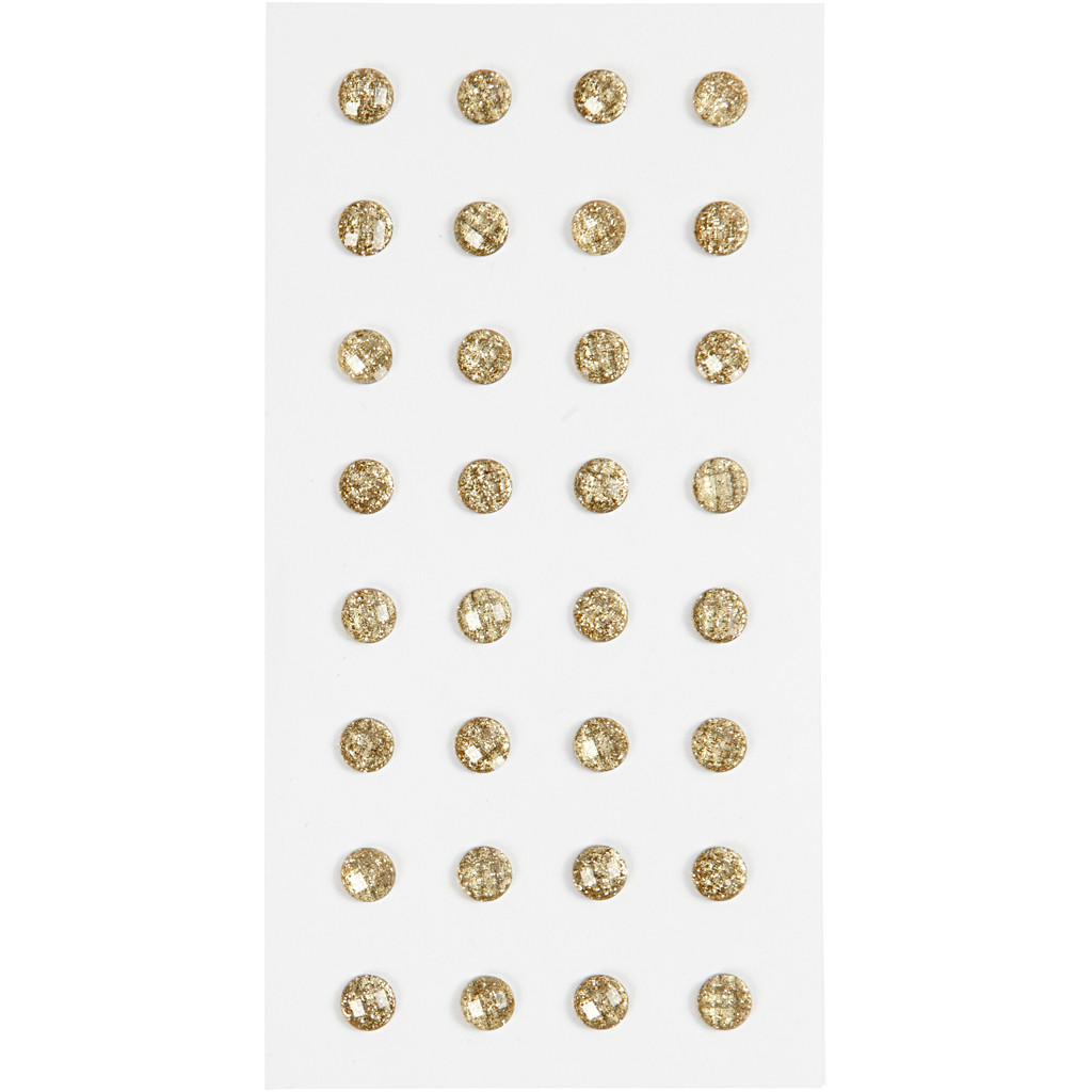 Rhinsten, guld, diam. 8 mm, 32stk
