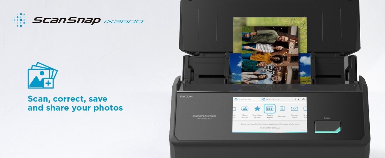 Dokumentscanner, Ricoh ScanSnap iX2500 scanner, Wi-Fi, USB, sort