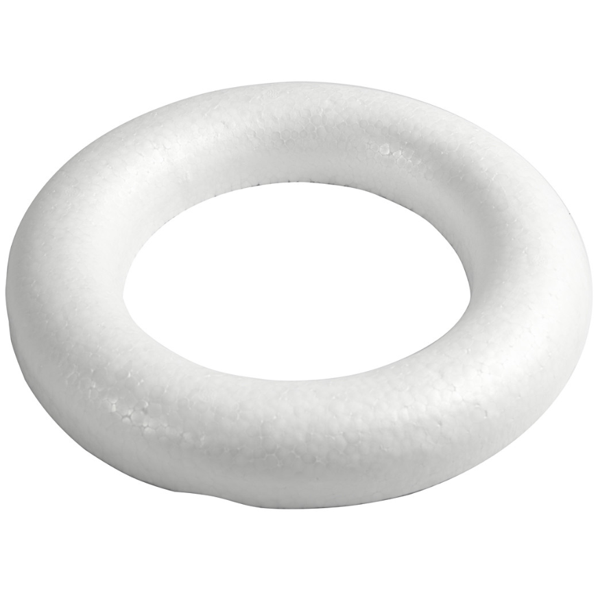 Ring med flad bagside udvendige mål 30 cm tykkelse 40 mm hvid | styropor