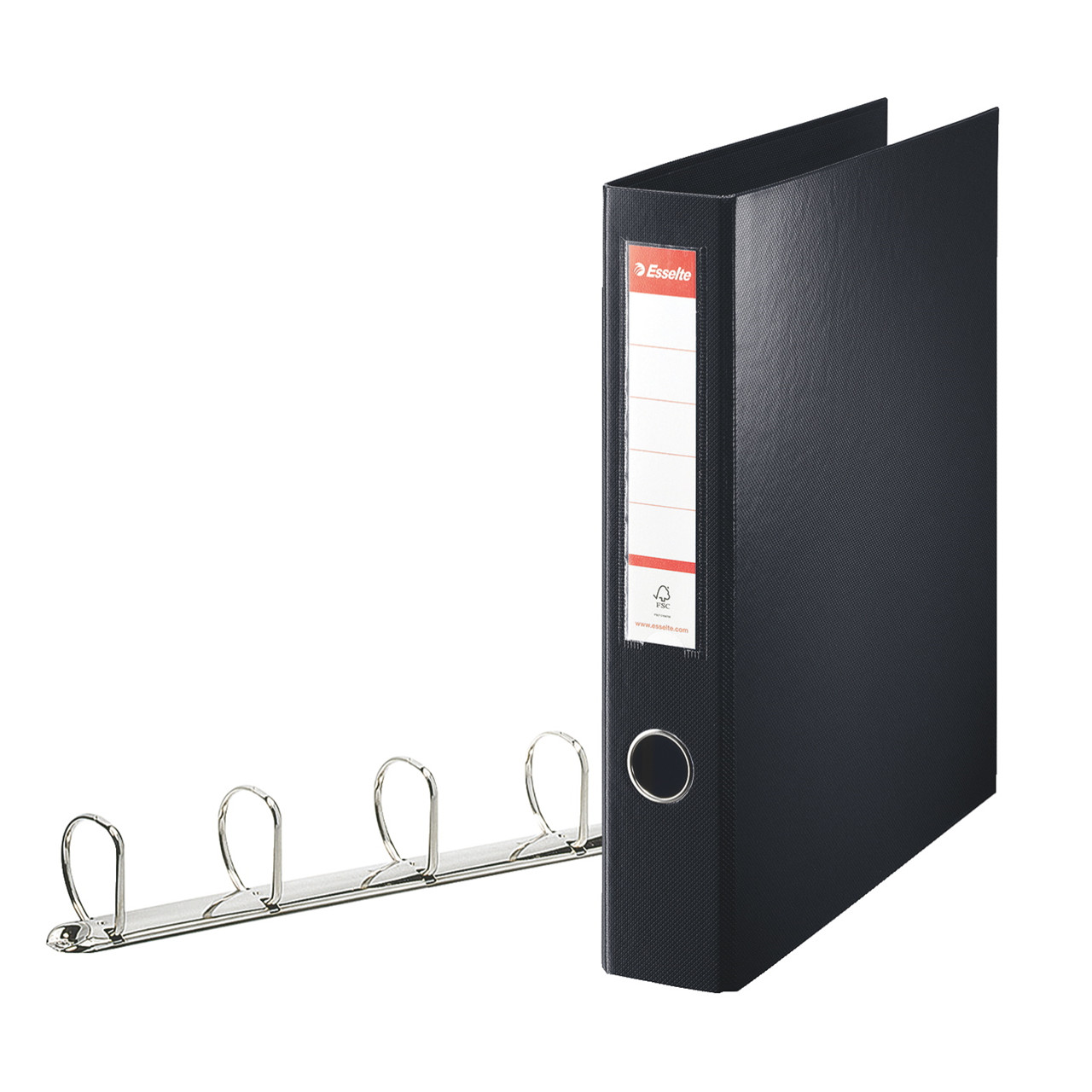 Ringbind sort A4 Maxi med 4 D-ringe og 60 mm ryg - Esselte 82407