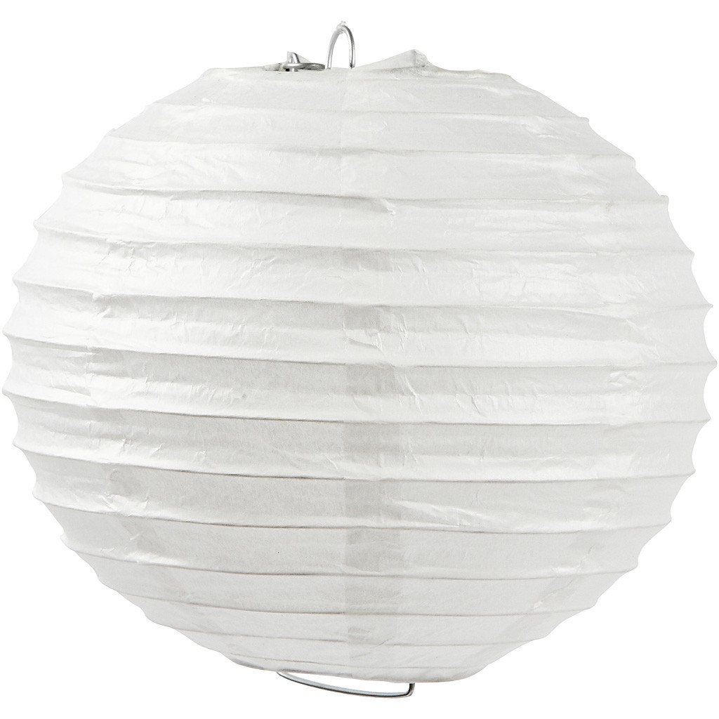 Rispapirlampe - rund Ø35cm hvid