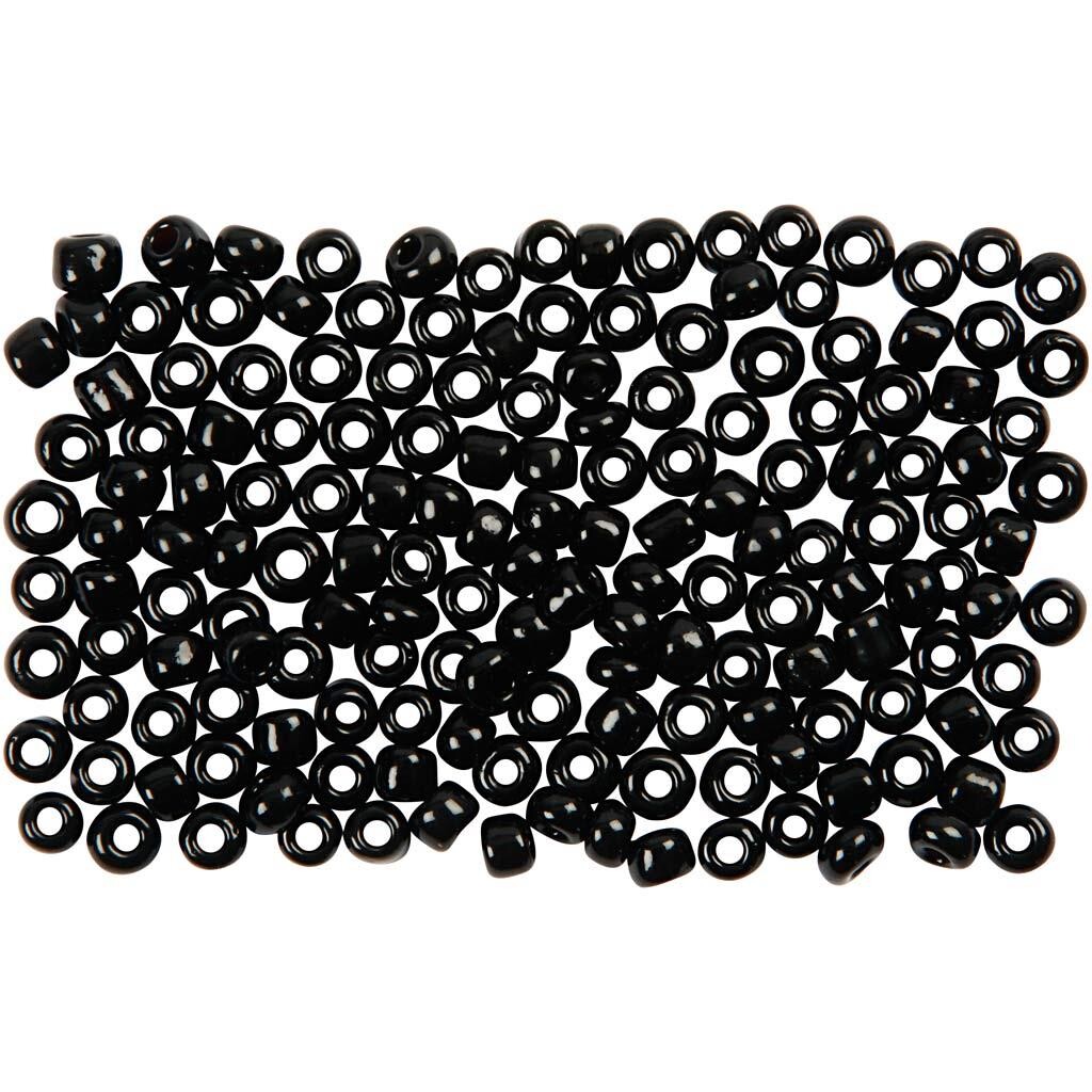 Rocaillesperler, dia. 3 mm, hulstr. 0,6-1,0 mm, sort, 500g, str. 8/0
