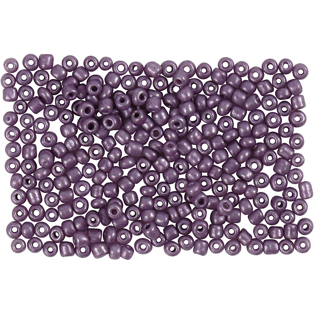 Rocailles perler, dia. 3 mm, hulstr. 0,6-1,0 mm, lilla metal, 25g, str. 8