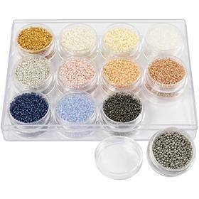 Rocaiperler diam. 1,7 mm str. 15/0 hulstr. 0,5-0,8 mm douche farver 12x15 g