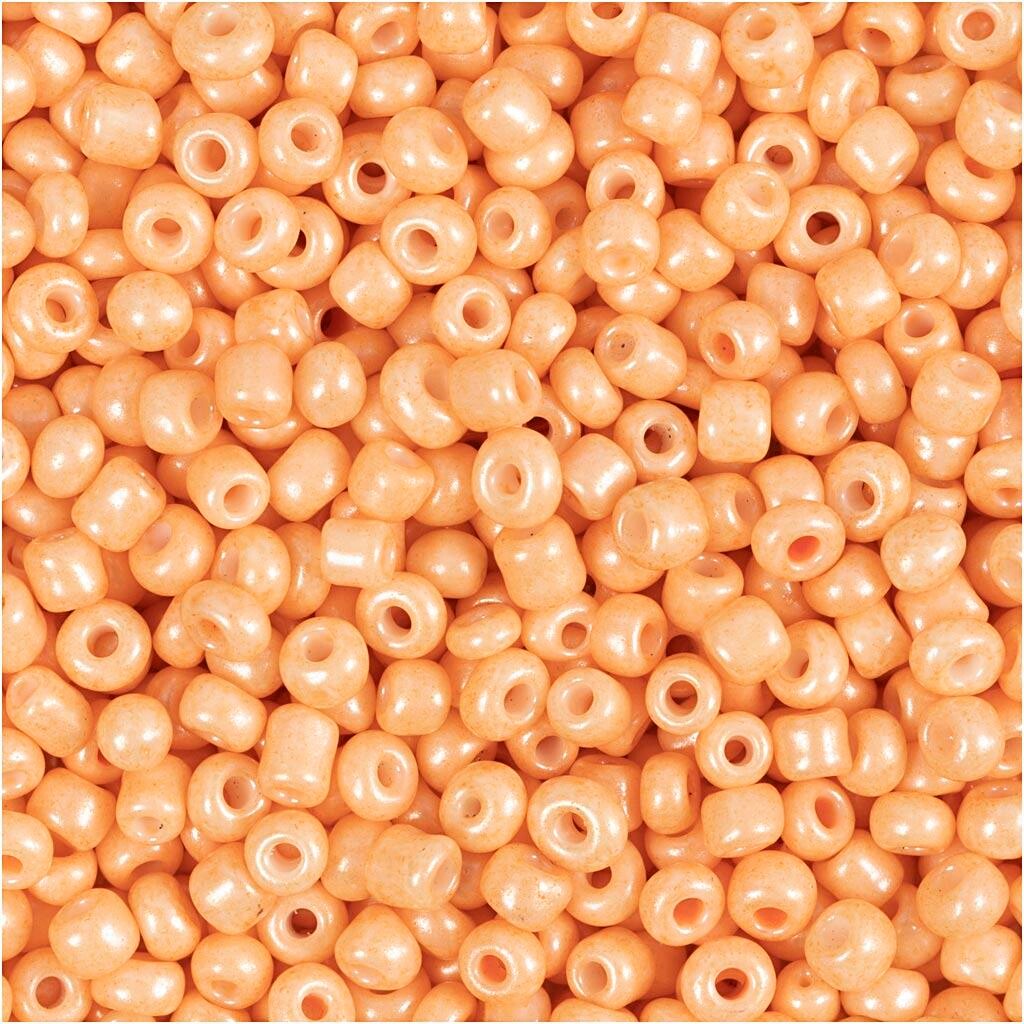 Rocaiperler, diam. 3 mm, str. 8/0 , hulstr. 0,6-1,0 mm, peach, 25 g