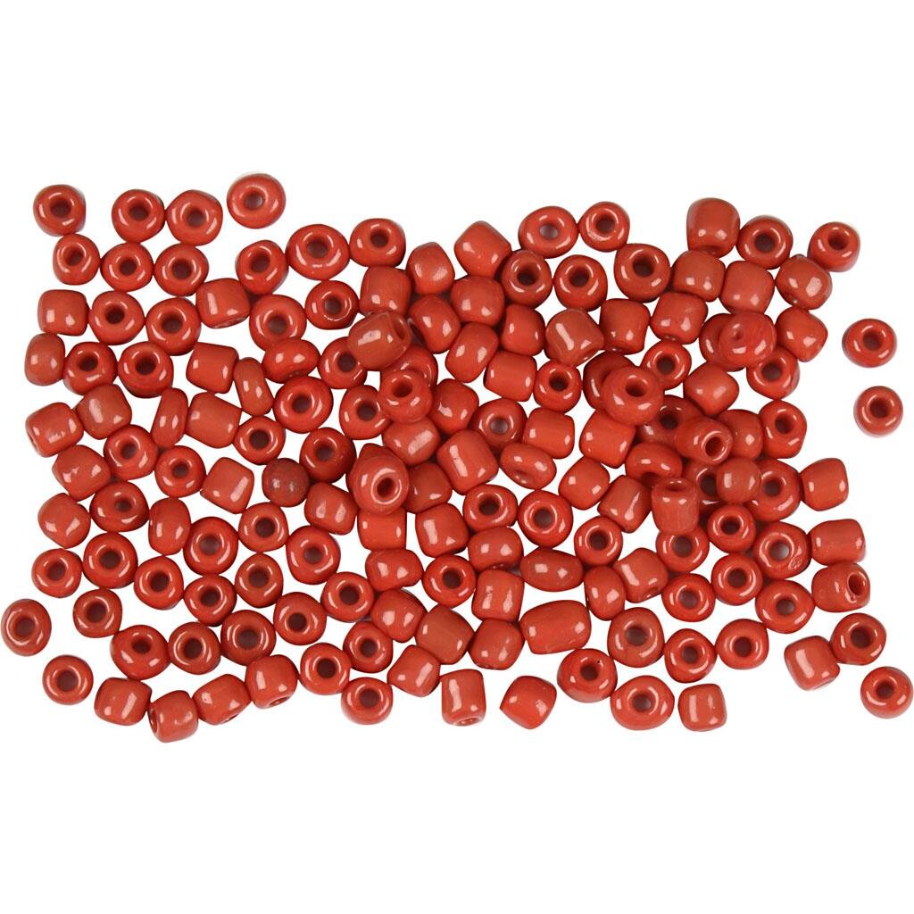 Rocaiperler mørk rød diam. 3 mm str. 8/0 hulstr. 0,6-1,0 mm 500 g/ 1 pk.