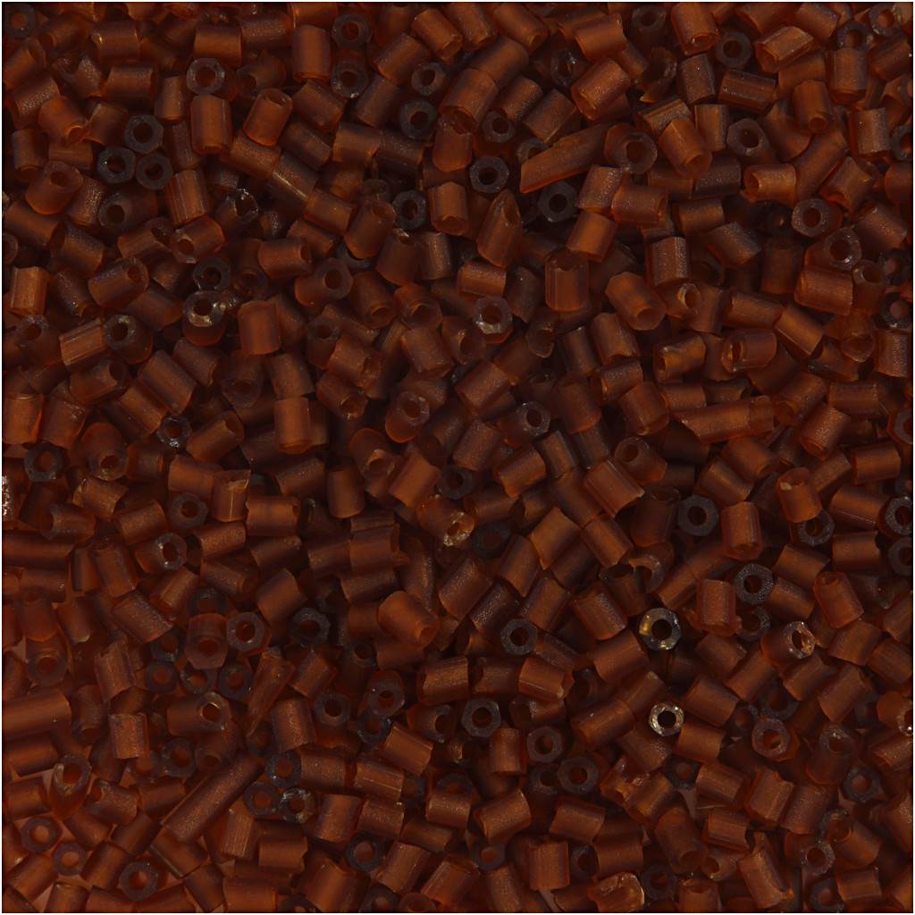 Rocaiperler, str. 15/0 , diam. 1,7 mm, brun, 2-cut, 25g, hulstr. 0,5 mm