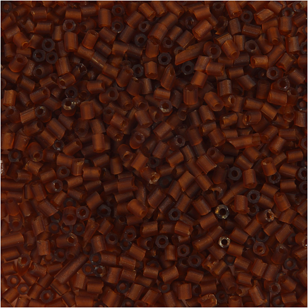 Rocaillesperler, str. 15/0 , diam. 1,7 mm, brun, 2-cut, 500g, hulstr. 0,5 mm