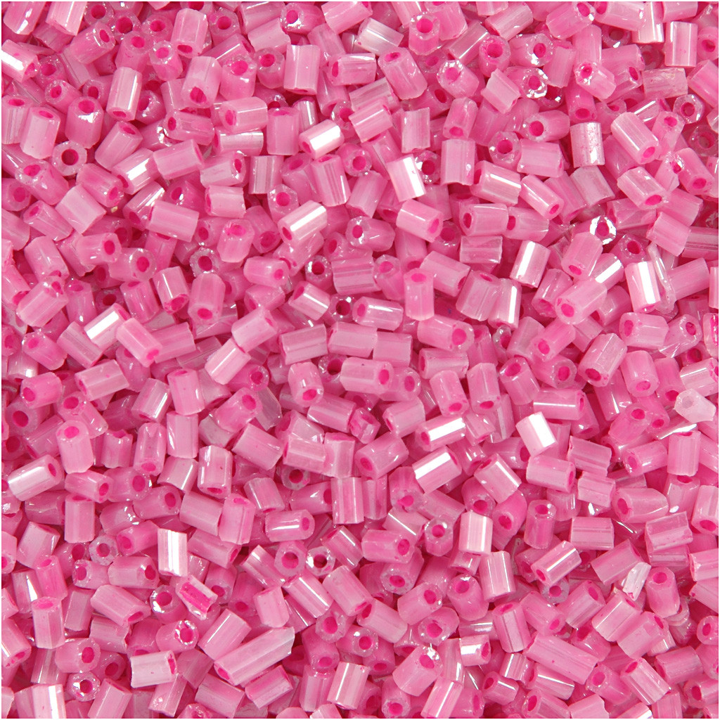 Rocai perler, str. 15/0 , diam. 1,7 mm, rosa, 2-cut, 500g, hulstr. 0,5 mm