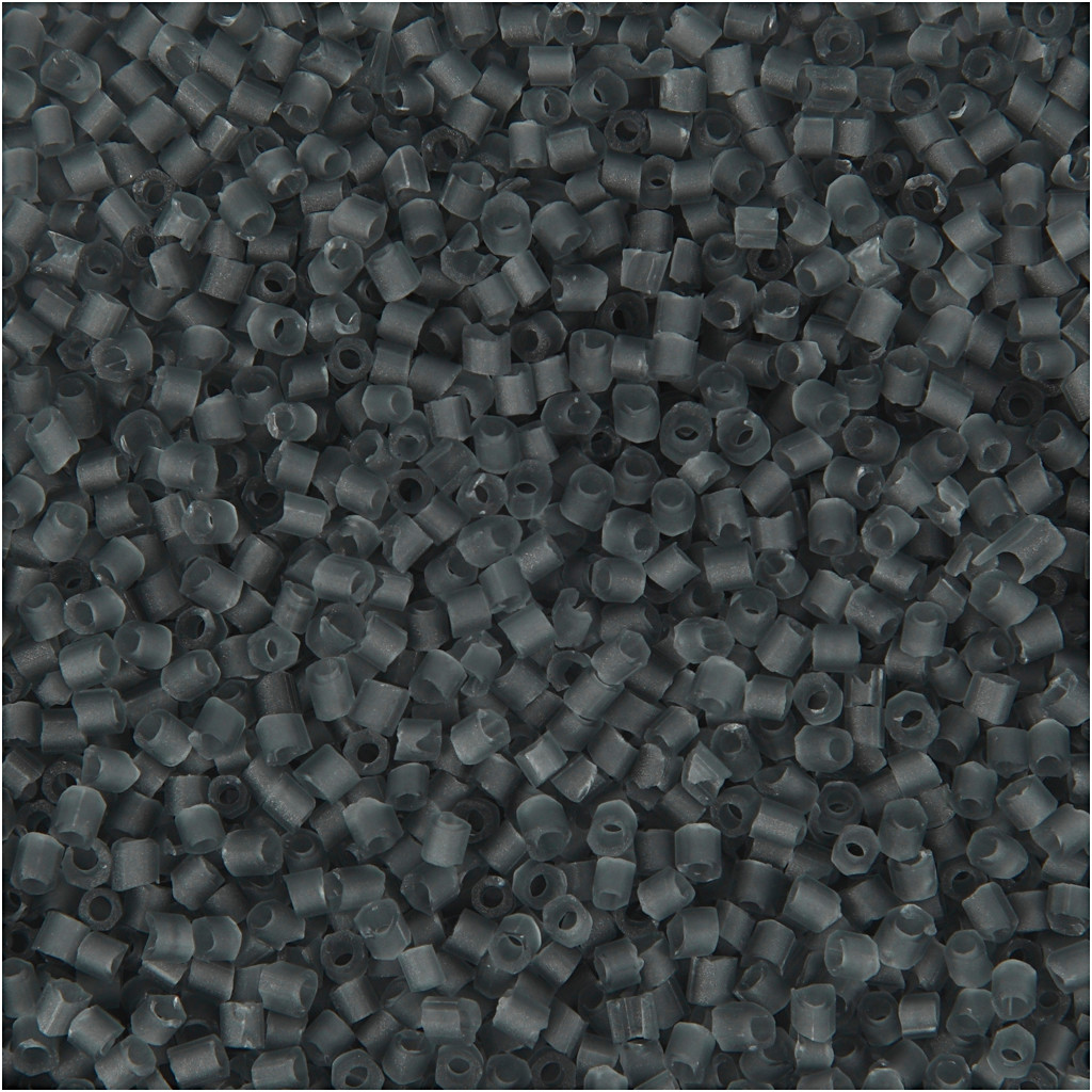 Rocaillesperler, str. 15/0 , diam. 1,7 mm, transparent grå, 2-cut, 25g, hulstr. 0,5 mm