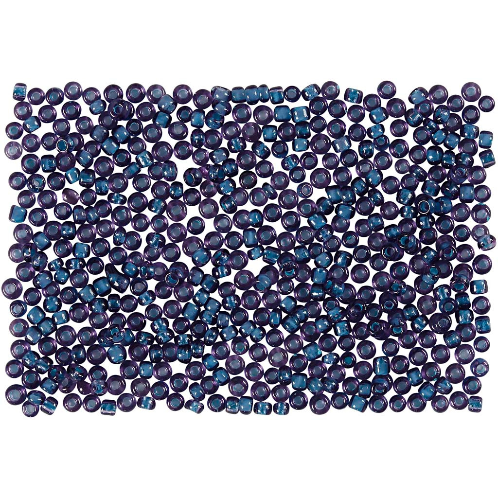 Rocaiperler, str. 15/0 , hulstr. 0,5-0,8 mm, mørk blå, 25g
