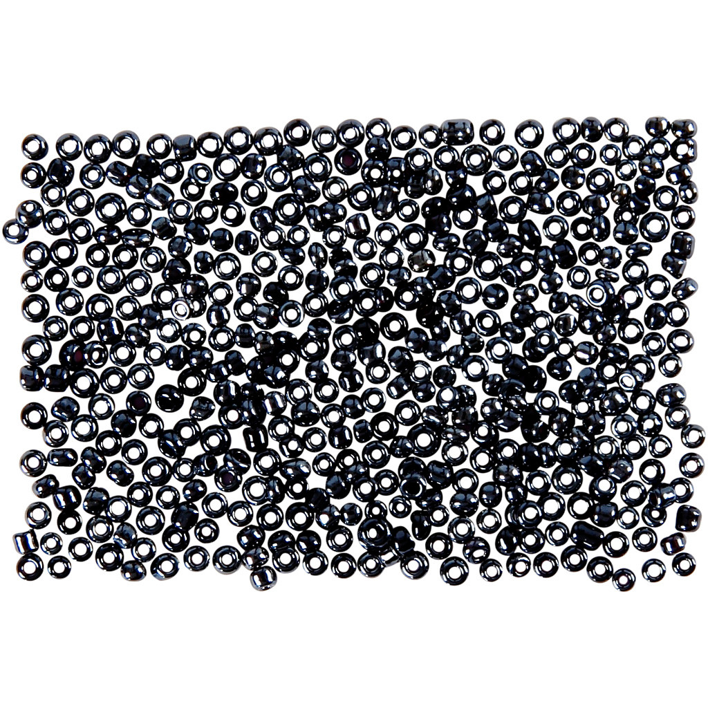 Rocai perler, str. 15/0 , hulstr. 0,5-0,8 mm, mørk grå, 500g
