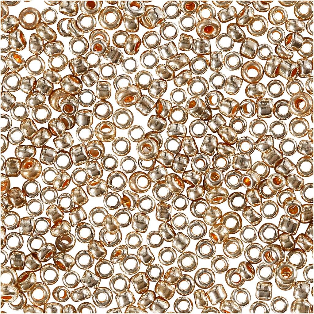 Rocaiperler, str. 15/0 , hulstr. 0,5-0,8 mm, rosaguld, 25g