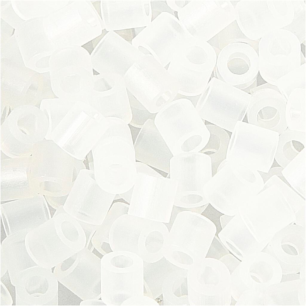 Rørperler klar transparent (50) størrelse 5 x 5 mm - hulstr. 2,5 mm - medium - 1100 stk.